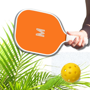 Neon Orange - Add Monogram  Pickleball Paddle by almawad at Zazzle