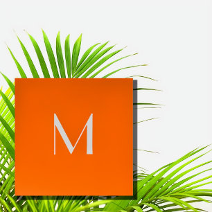 neon orange - add monogram square business card