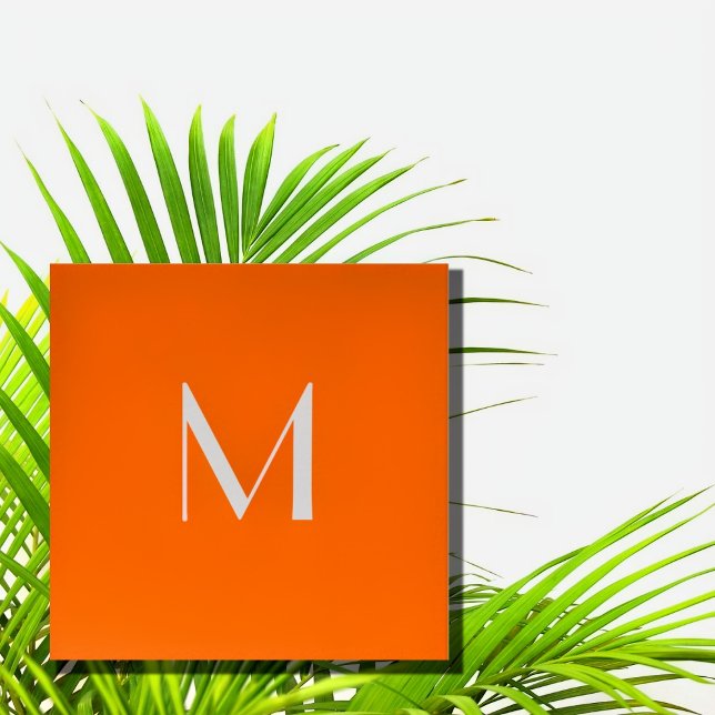 neon orange - add monogram   square business card (Creator Uploaded)