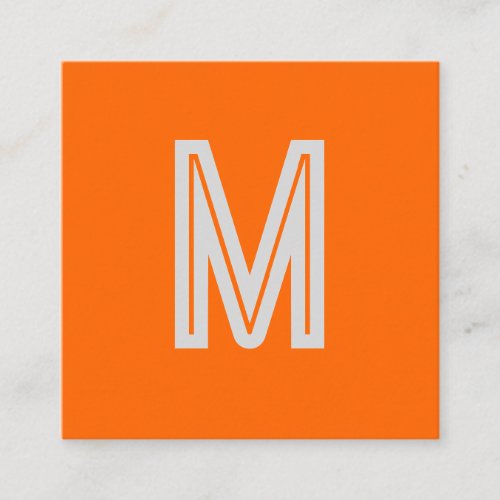 neon orange _ add monogram   square business card