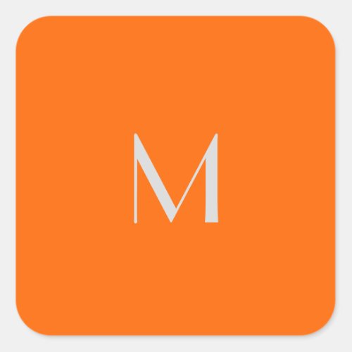 neon orange _ add monogram   square sticker