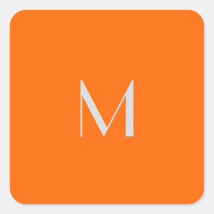neon orange - add monogram   square sticker