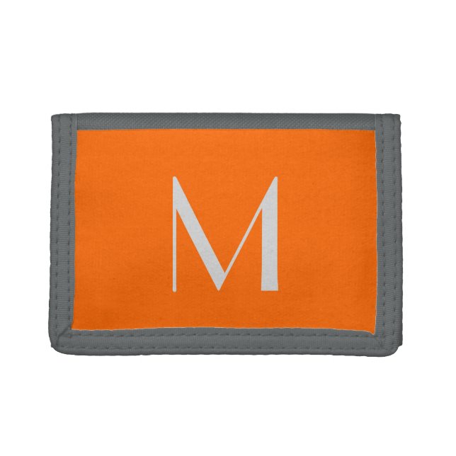 neon orange - add monogram trifold wallet (Front)