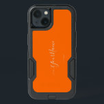 neon orange  - add name  iPhone 13 case<br><div class="desc">Otterbox case with neon orange solid color background and hand lettered , light gray font Elegant and trendy design by Alma Wad .Personalize it with your name now . Designer's Tip : The name comes in hand lettered script with swashes. When you are personalizing it put your name between those...</div>