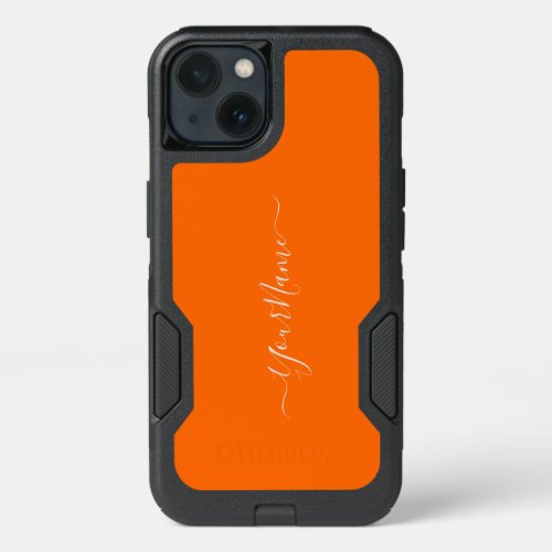 neon orange  _ add name  iPhone 13 case