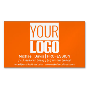 neon orange - add your bold logo business card magnet