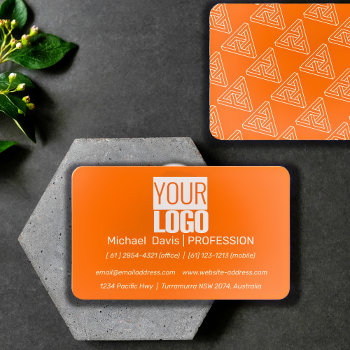 Neon Orange  - Add Your  Logo Business Card by almawad at Zazzle