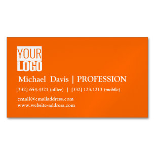  Neon  orange  - add your  logo Business Card Magnet