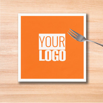 Neon  Orange  - Add Your  Logo   Napkins by almawad at Zazzle