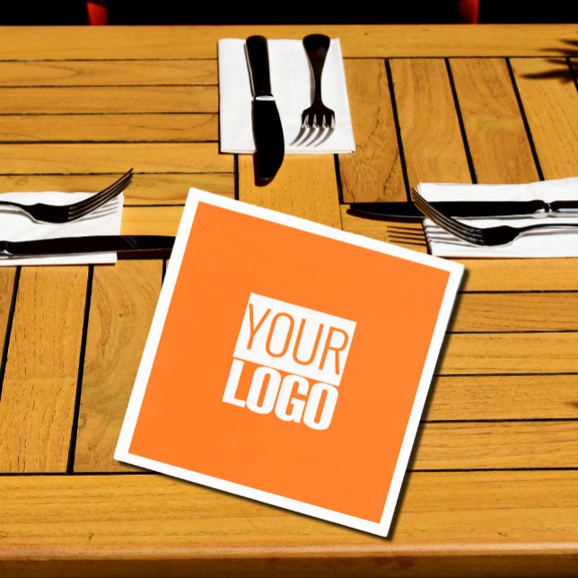  Neon  orange  - add your  logo  Napkins (Creator Uploaded)