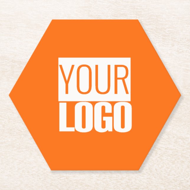  Neon  orange  - add your  logo  Paper Coaster (Front)