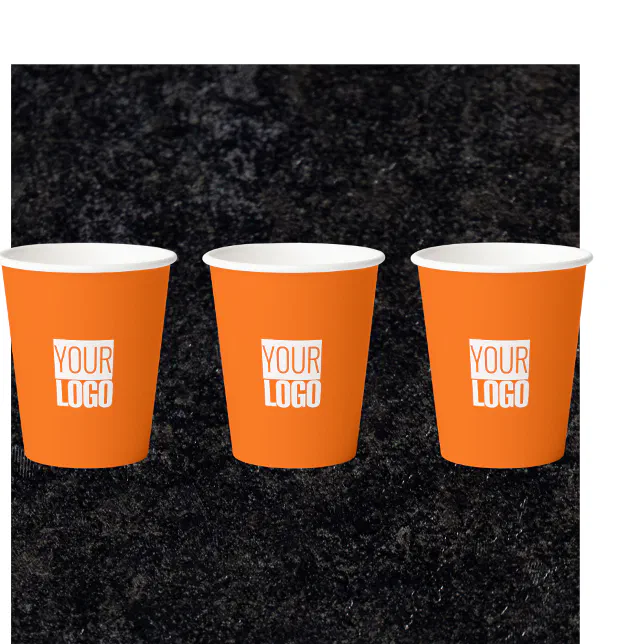 Neon orange - add your logo Paper Cups | Zazzle