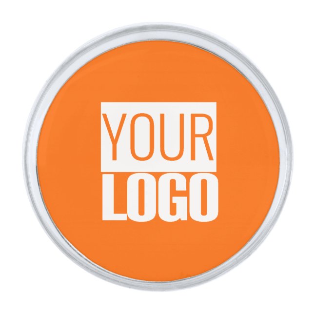  Neon  orange  - add your  logo  Silver Finish Lapel Pin (Front)