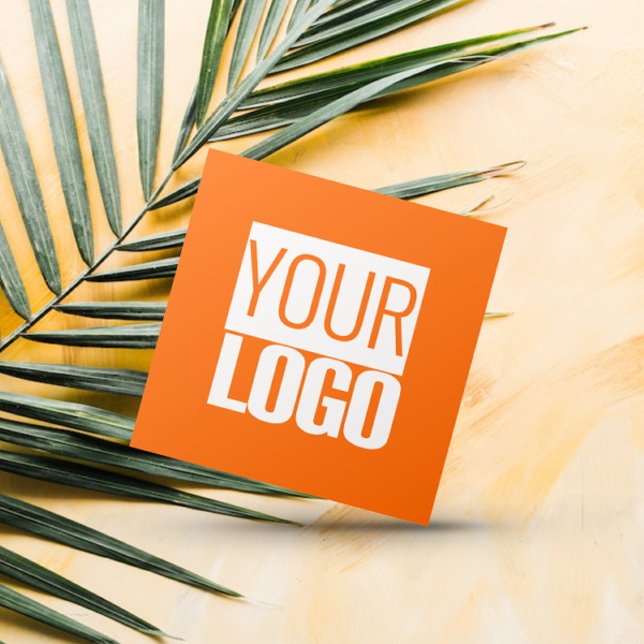  Neon  orange  - add your  logo   Square Business Card (Creator Uploaded)