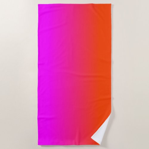 Neon Orange and Hot Pink Ombre Shade Color Fade Beach Towel