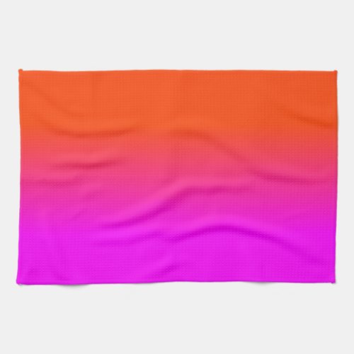 Neon Orange and Hot Pink Ombre Shade Color Fade Kitchen Towel