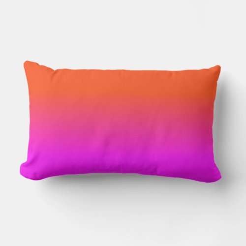 Neon Orange and Hot Pink Ombre Shade Color Fade Lumbar Pillow