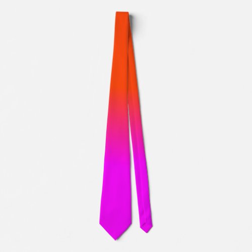 Neon Orange and Hot Pink Ombre Shade Color Fade Neck Tie