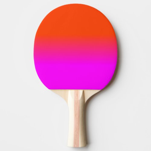 Neon Orange and Hot Pink Ombre Shade Color Fade Ping Pong Paddle