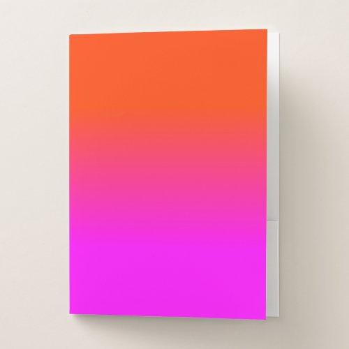 Neon Orange and Hot Pink Ombre Shade Color Fade Pocket Folder