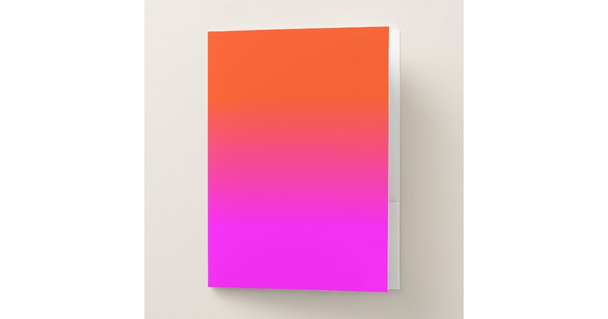 Neon Orange and Hot Pink Ombre Shade Color Fade Pocket Folder