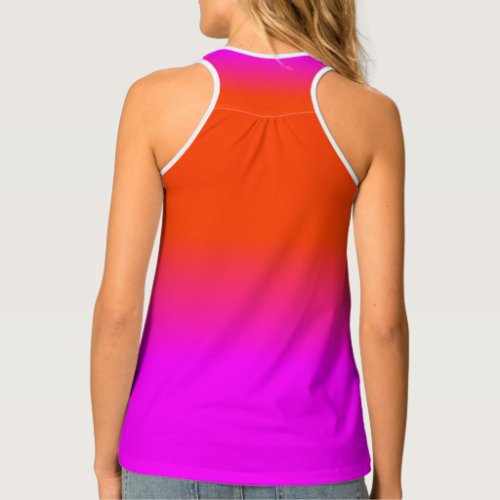 Neon Orange and Hot Pink Ombre Shade Color Fade Sc Tank Top