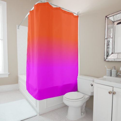 Neon Orange and Hot Pink Ombre Shade Color Fade Shower Curtain