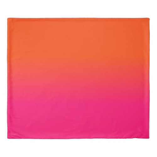 Neon Orange and Neon Pink Ombre Shade Color Fade Duvet Cover