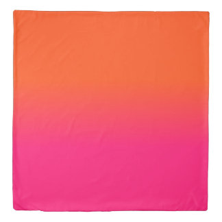 Neon Orange and Neon Pink Ombre Shade Color Fade Duvet Cover