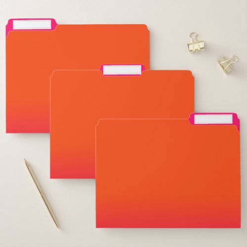 Neon Orange and Neon Pink Ombre Shade Color Fade File Folder