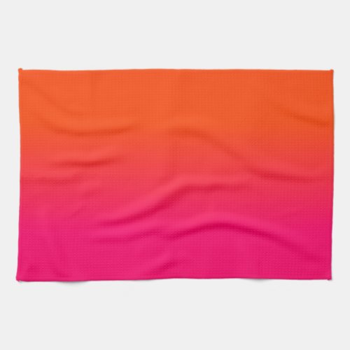 Neon Orange and Neon Pink Ombre Shade Color Fade Kitchen Towel