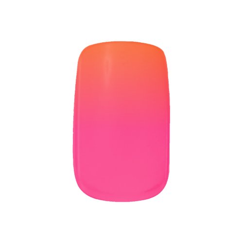 Neon Orange and Neon Pink Ombre Shade Color Fade Minx Nail Art