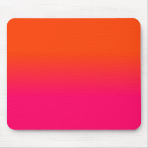 Neon Orange and Neon Pink Ombre Shade Color Fade Mouse Pad