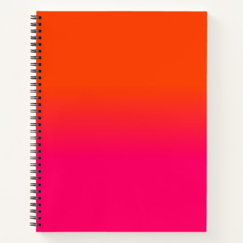 Neon Orange and Neon Pink Ombre Shade Color Fade Notebook