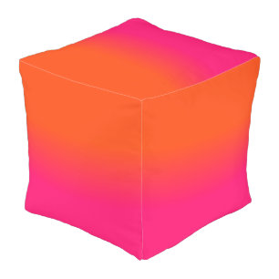 Neon Orange and Neon Pink Ombre Shade Color Fade Outdoor Pouf
