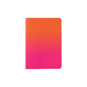 Neon Orange and Neon Pink Ombre Shade Color Fade Passport Holder