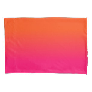 Neon Orange and Neon Pink Ombre Shade Color Fade Pillow Case