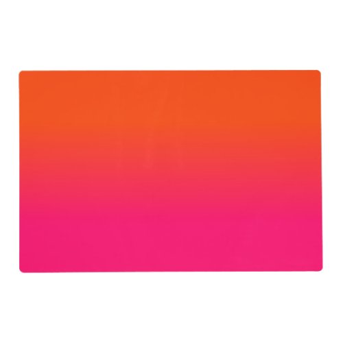 Neon Orange and Neon Pink Ombre Shade Color Fade Placemat