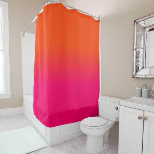 Neon Orange and Neon Pink Ombre Shade Color Fade Shower Curtain