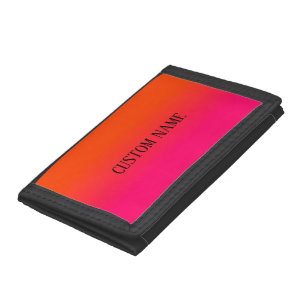 Neon Orange and Neon Pink Ombre Shade Color Fade T Tri-fold Wallet
