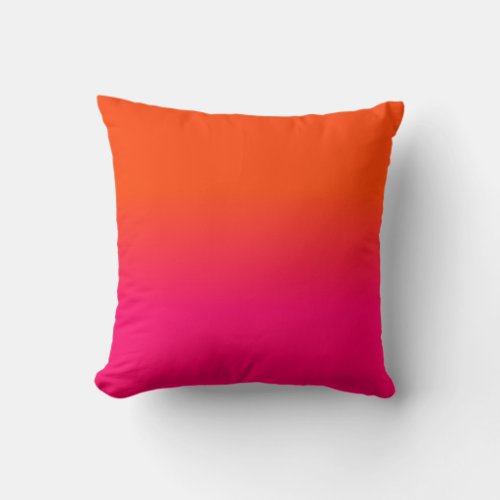 Neon Orange and Neon Pink Ombre Shade Color Fade Throw Pillow