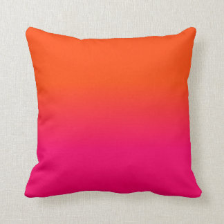 Neon Orange and Neon Pink Ombre Shade Color Fade Throw Pillow