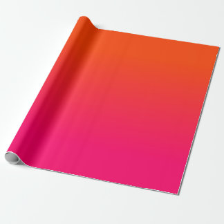 Neon Orange and Neon Pink Ombre Shade Color Fade Wrapping Paper