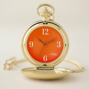 Neon orange - Arabic numerals  Pocket Watch