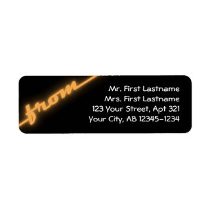 Neon Orange & Black Return Address Labels