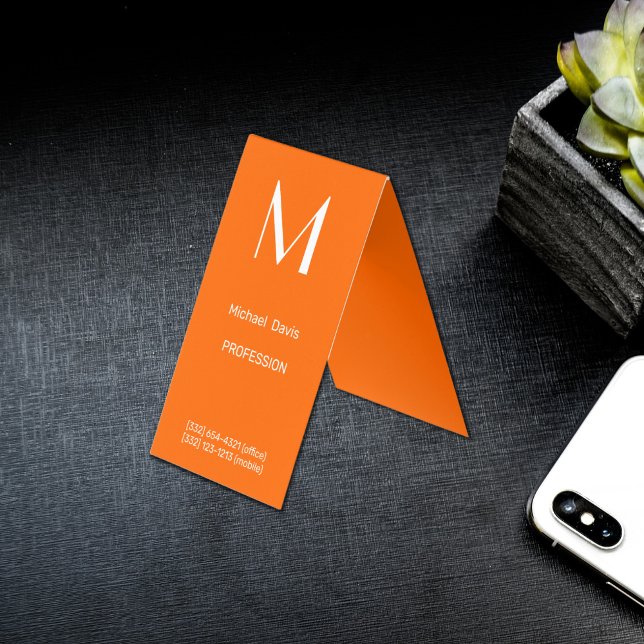 neon orange - bold monogram business card (Creator Uploaded)