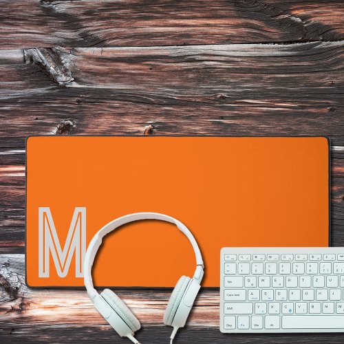 neon orange _ bold monogram  desk mat