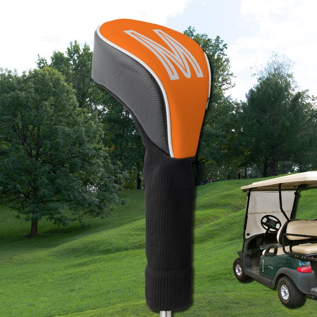 neon orange - bold monogram  golf head cover (Creator Uploaded)