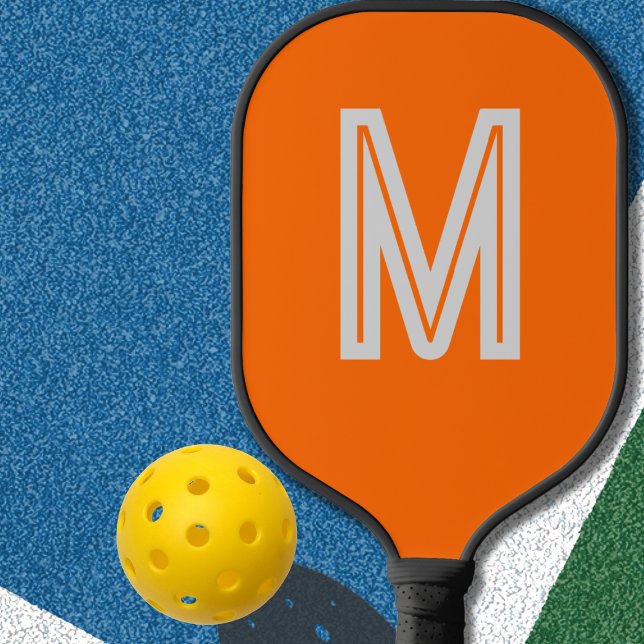 neon orange - bold monogram  pickleball paddle (Creator Uploaded)