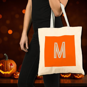 neon orange - bold monogram tote bag